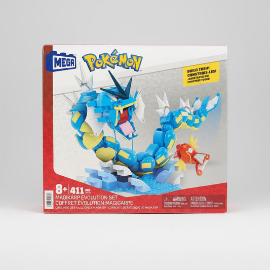 MEGA Pokémon Action Figure Building Toys Set for Kids, Magikarp Evolution Set with 411 Pieces, Buildable and Poseable Gyarados, 20 inches